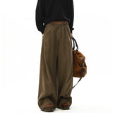 American Style Vintage Wide Leg Cargo Pants Men's Baggy Fashion High Street Overalls Coffee Streetwear Male Mopping Trousers
