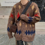 Men's Luxury Knitted Graphic Buttons Cardigan Sweater Coat Long Sleeve Casual Streetwear Stylish Leisure Vintage New
