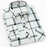 100% Cotton Flannel Men's Plaid Shirt Slim Fit Spring Autumn Male Brand Casual Long Sleeved Shirts Soft Comfortable 4XL