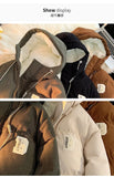 autumn and winter street fashion corduroy thick jacket for men and women couple personalized loose retro casual Harajuku