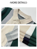 New British Business Men Polo Neck Sweater Light Luxury Commuter Patchwork Knit Long Sleeve Tops Smart Casual Premium Knitwear