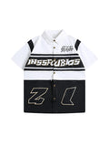 American Retro Racing Suit Short-sleeved Shirt Men Korean Version 2025 New Fashionable High-end High-art Motorcycle Style Top