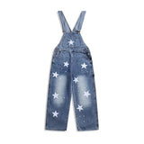 American Retro Star Splashing Print Denim Overalls Korean Style Fashion High-end Solid Color Jumpsuits Aesthetic All-match Chic