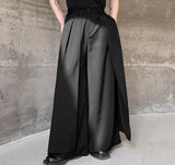 Men Irregular Pants Solid Color Button Joggers Loose Wide Leg Trousers Men Streetwear Fashion Casual Skirts Pants