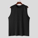 Men Tank Tops Solid Color Knitted O-neck Sleeveless Streetwear Male Vests Summer Fashion Casual Men Clothing S-5XL