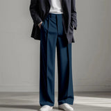 Stylish Mens Straight Suit Trousers Spring Summer Fashion Solid Color Pleated Pants For Men Casual Loose Breathable Pants