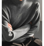 Korean Fashion Men Sweater Light Luxury Trendy Mock Neck Knitted Solid Color Pullover Premium Quality Long Sleeve Basic Knitwear