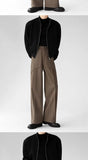 Korean Elegant Pants Fake Pocket Decoration Wide-leg Pants Autumn New American Style Design Sense Spliced Straight Suit Trousers