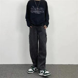 Baggy Straight Men's Cargo Jeans Fashion Streetwear Hip Hop Wide Pants Harajuku Y2K High Street Korean Male Denim Trousers