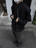 American Retro Multi-button Stand Collar Design Jacket Men Korean Hip Hop Coat High Street Hip-hop Solid Color Classic Jacket