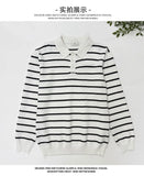 New American Trendy Men Polo Neck Sweaters Light Luxury Striped Knit Long Sleeve Pullover Tops High Quality Loose Knitwear M-3XL