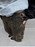 Ropa Y2K Streetwear Leopard Baggy Jeans Cargo Pants For Men Designer Clothes Hip Hop Wide Leg Long Trousers Pantaloni Uomo