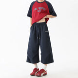 Summer Thin Casual Pants Men Fashion Black Wide Leg Pants Men Streetwear Hip-hop Loose Ice Silk Pants Mens Cropped Trousers