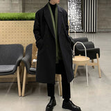 Mens Double-Breasted Mid-Length Coat Autumn Winter Genderless Korean Style Fashion Commuter Thickened Elegant Retro Coat Unisex