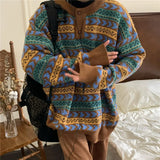 American autumn and winter men and women trendy personality lazy sweater couple loose retro casual round neck Harajuku knitted