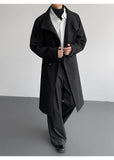 2025 New Autumn Winter Mens Imitation Wool Trench Coat Mid Length Stand Collar Solid Color Windproof Warm Two Button Outerwear