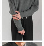 Korean Fashion Men Sweater Light Luxury Trendy Mock Neck Knitted Solid Color Pullover Premium Quality Long Sleeve Basic Knitwear