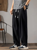 Japenese Cotton Linen Pants Men Summer Straight Casual Ice Silk Sweatpants Male Wide leg Oversize Linen Trousers New