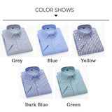 Brand Short Sleeves Oxford Shirts Men 100% Cotton Business Striped Shirts for Man Casual Slim-fit Tops Men