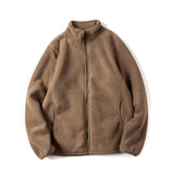 American Warm Fleece Sweatshirt Imitation Lamb Velvet Coat Korean Autumn Winter Men's Thickened Simple Zipper Up Lapel Jacket