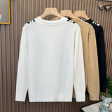 British Retro Men's Knitted Polo Shirt Light Luxury Patchwork Slim-fit Short Sleeve T-shirts Leisure Business  V-neck Tops M-3XL