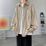 High Quality Long Sleeve Ice Silk Shirts Men Loose Daily Casual Single Breasted Popular Streetwear Male Spring Autumn Harajuku