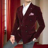 Velvet Smoking Men Suit Jacket for Men 1 Piece Slim Fit Double Breasted Wedding Groom Tuxedo Blazer Ready to Ship