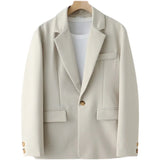 Beige Suit Men Fashion Society Men Dress Suit Korean Loose Casual Blazer/Pants Two Piece Set Mens Office Formal Suit M-3XL