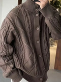 American New Twist Pattern Solid Cardigan Sweater Men's Autumn Winter Elegant Knitwear High-end Oversized Casual Sweater Jacket
