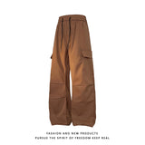 Men's Multi-pocke t Pleated Wide Leg Cargo Pants Korean Fashion Straight Pants Male Casual Loose Drawstring Trousers 5XL-M