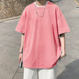 Men's Cotton T-shirts White Mens Casual Summer Wear Oversized T Shirt Solid Tee Shirts for Men 5XL Big Size Male Clothes