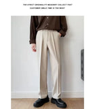 Spring Autumn Men's Fashionable White Korean Style Casual Pants Street Draped Straight Loose Suit Casual Trousers Male