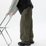 Casual Pants Mens Straight Loose Fit Spring Summer Elastic Waistband Plus Size Patchwork Design Side Pocket Big Size