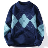 Korean style autumn and winter street fashion personalized splicing round neck sweater for couples loose and casual knitted top