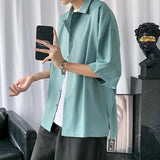Men Shirts Summer Hip Hop Fashion High Street College Teens Korean Japanese Stylish Thin Рубашки Comfortable Simply Handsome Ins