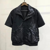 Workwear Lapel Shirt Men's Summer Three-dimensional Large Pocket Drawstring Short-sleeved Jacket Loose Casual Sports Shirt Top