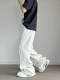 Men's Fashion Loose Harajuku White Jeans High Street American Casual Straight Trousers Hip Hop Trendy Denim Pants Male Clothes