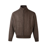 New Japanese Retro Men Cardigan Jacket Winter Light Luxury Trendy Turtleneck Knit Zip-up Long Sleeve Sweater Coat Premium Outfit