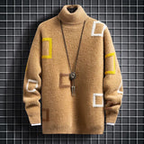 Winter American Men and Women Trendy High Collar Sweater Couple High Street Personalized Simple Knitted Base Sweater y2k