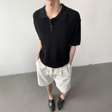 New Men Fashion T-shirt Luxury Hollow Out Polo Shirt Leisure Short Sleeve Solid Color Breathable Knitwear High Quality Tops