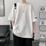 Men's Cotton T-shirts White Mens Oversized T Shirt Fashion Tag Print Summer Casual Wear Tee Shirts for Men 5XL Male Clothes