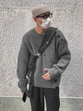 American high street retro high-end breasted sweater for men and women in autumn and winter loose and trendy knitted round neck