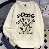 American autumn and winter men and women trendy personalized printed round neck pullover for couples loose retro Harajuku casual