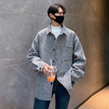 Autumn Woolen Coat Men Fashion Oversized Vintage Woolen Jacket Men Streetwear Korean Loose Short Woolen Coat Men Plus Size M-5XL