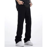 Man Trendy Solid Color Flare Pants Spring Summer Casual High Street Straight-Leg Jeans Micro-Flared Waist Slimming Effect