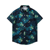 American Retro Floral Shirt,Shoulder-length Short-sleeved Shirt Men's,Summer Shirt,Turtleneck Cardigan Half-sleeved Top