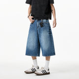 Mens Calf length jeans Loose Fit Summer Studded Rivet Casual Streetwear Lightweight Comfort Cool Trendy Fashion weid leg