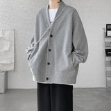 Korean Sweatshirts Men Fashion Solid Color Style Hoodies Autumn Brand Casual Loose Coat Street Thick Warm Male Cardigans