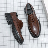 Men's Leather Shoes Italian Brand Business Dress Versatile Casual Shoes High Quality Brown Classic Shoes Large Size 38-46
