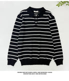 New American Trendy Men Polo Neck Sweaters Light Luxury Striped Knit Long Sleeve Pullover Tops High Quality Loose Knitwear M-3XL